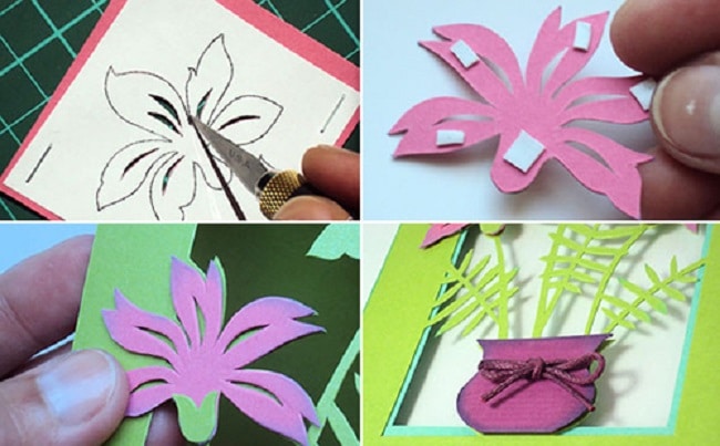 Cách tự làm thiệp hoa trổ giấy đơn giản mà đẹp