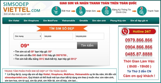 Web Sim Số Đẹp Viettel là TOP 10 web bán sim số đẹp TPHCM uy tín giá rẻ