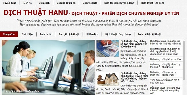 Website dịch thuật Hanu